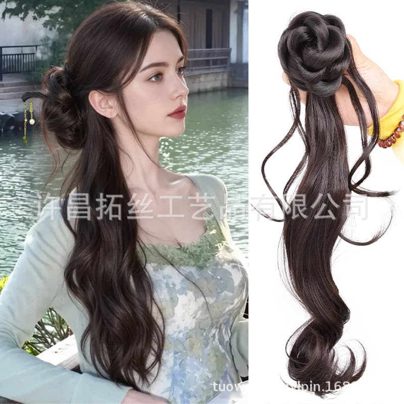 New Chinese-Style Hair Clip for Women, Side Ponytail, Hanfu Cheongsam Braided Hairpin, Ancient Style Faux Hair Ponytail Braid
