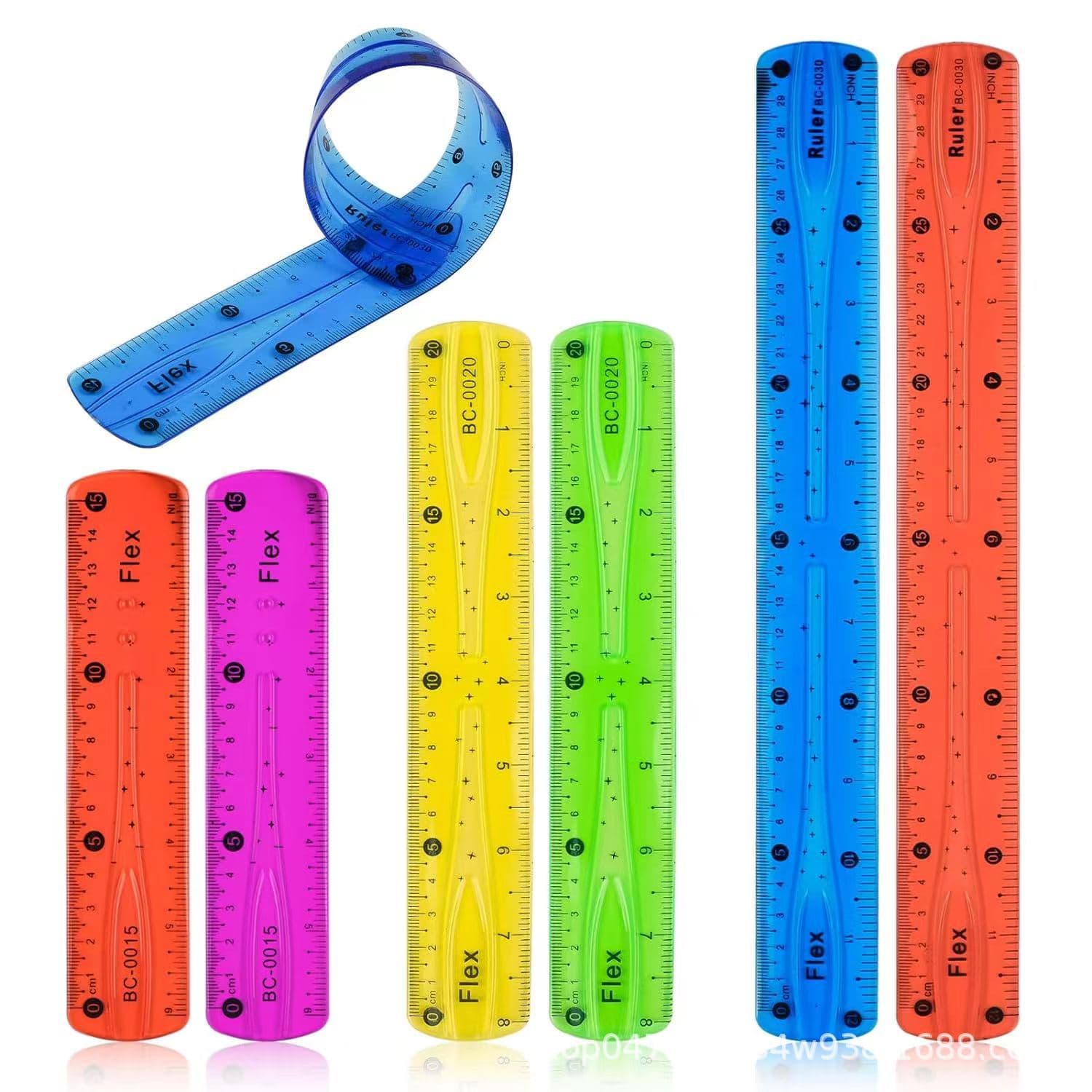 Maped Soft Ruler 30cm Transparent Straight Ruler for Primary School Students, Multi-functional Precision Ruler Set 20cm 15cm