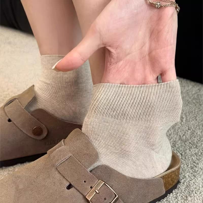 Beige Socks for Women, Summer Thin Short Socks, Loose Cuff Maternity Socks, Seamless Pure Cotton Socks, Suitable for Birkenstock Shoes, New Spring/Summer Style