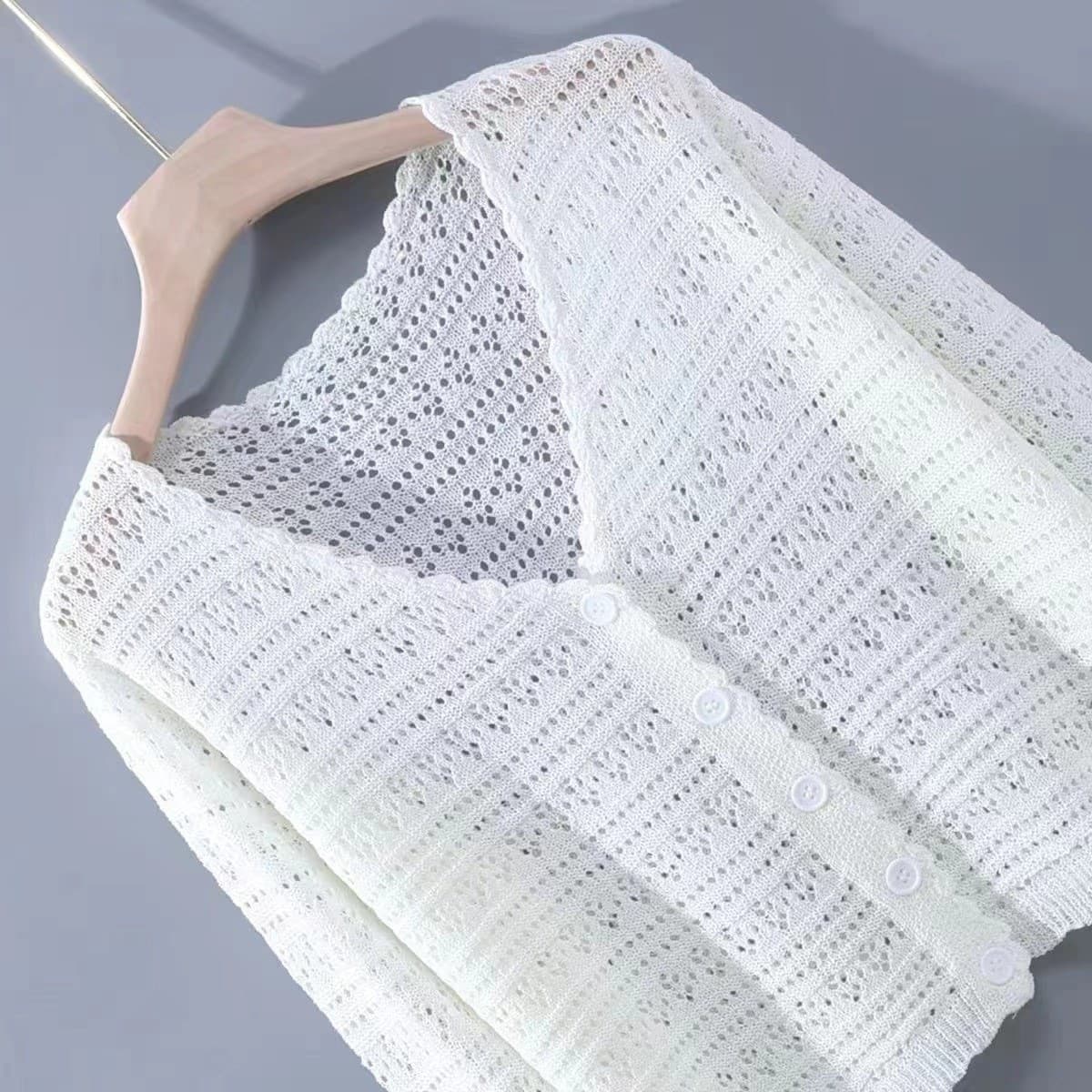 Women's Knitted Cardigan 2025 Summer New Loose Thin Hollow Out Sun Protection Shawl Long Sleeve Jacket Air Conditioning Cover