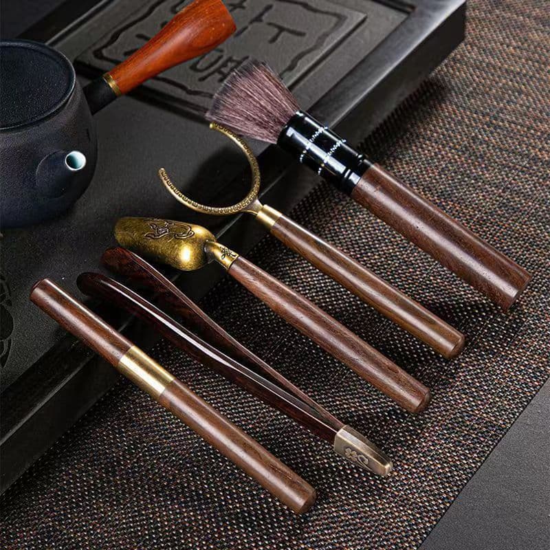 High-End Tea Tongs Kung Fu Tea Cup Tweezers Tongs Tea Set Accessories, Solid Wood Tea Leaf Tongs Tea Drinking Tools Six Gentlemen