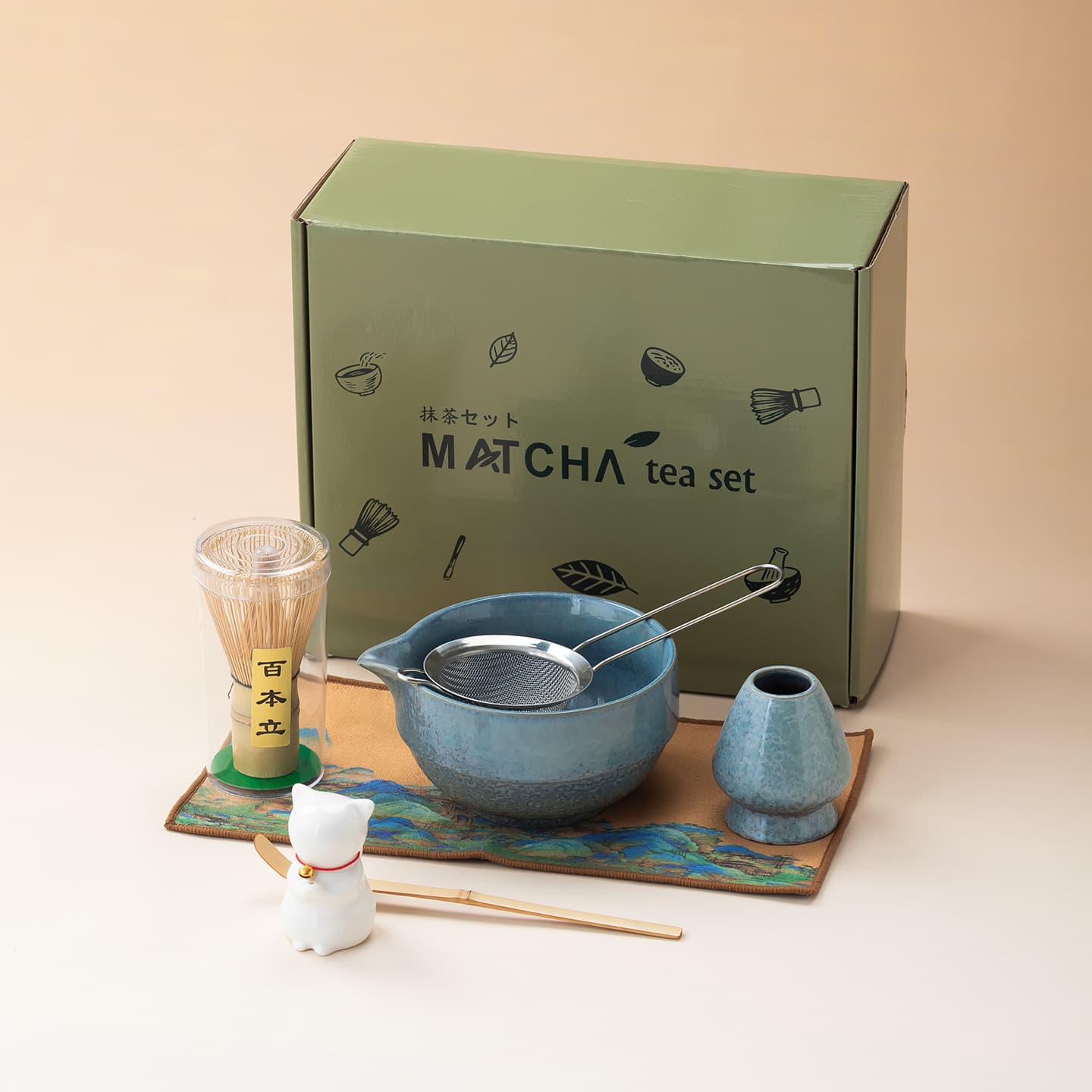 Kiln-Changed Matcha Bowl Ceramic, Song Dynasty Tea Whisk Stirrer, Japanese Matcha Brush Gift Box Set