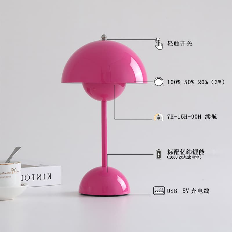 Charging High-Quality Bud Desk Lamp Mushroom Desk Lamp Creative Decorative Ornament Ambiance Macaron Nordic Cream Style