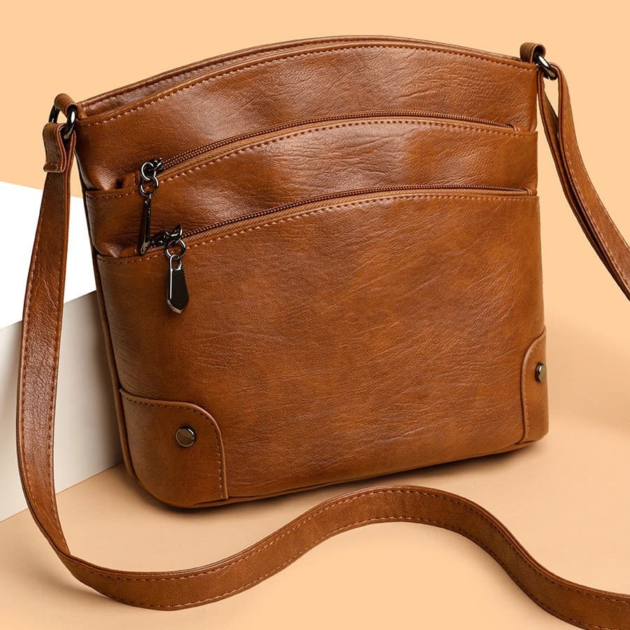 Classic multi-layer space bucket bag, fashionable and versatile, multi-functional crossbody bag, women's bag, retro shoulder bag, light luxury