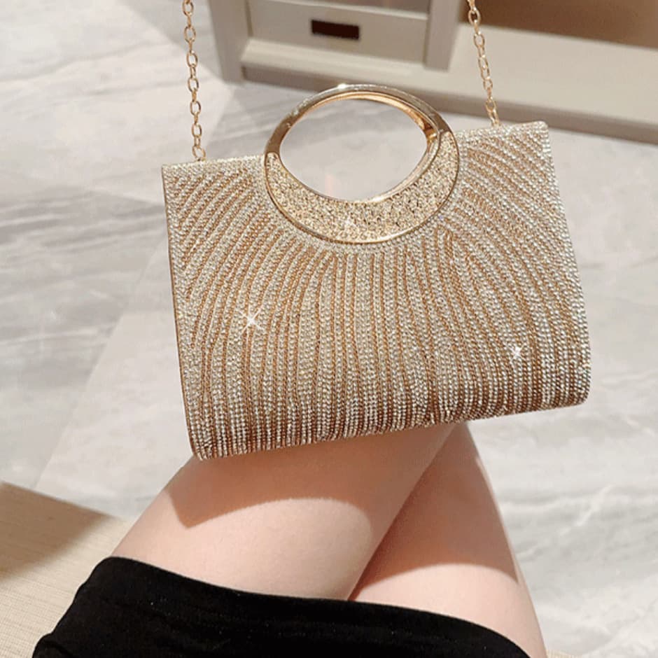 Cross-Border E-Commerce Women's Fashion Evening Bag Versatile Rhinestone Banquet Clutch Diamond Jewelry Square Clutch Bag Factory