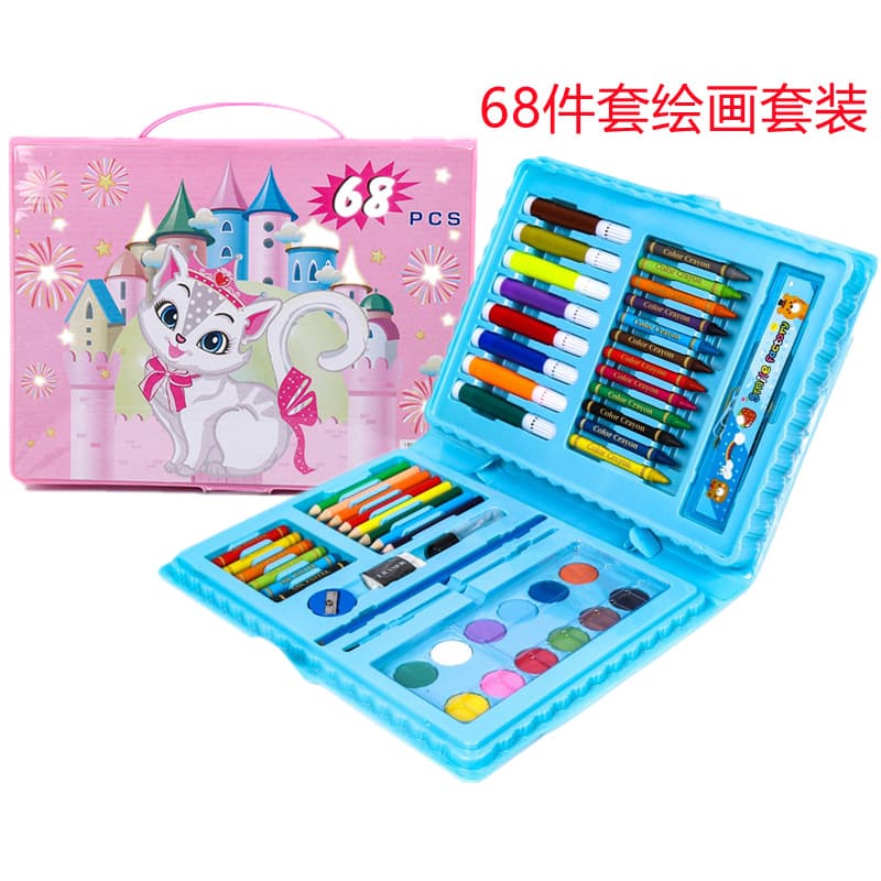 68 Piece Paint Brush Set DIY Children's Painting Holiday Gift Crayon Watercolor Pen Stationery Set