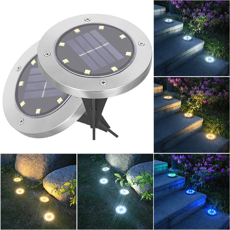 Outdoor solar-powered in-ground LED landscape courtyard light, garden lawn light, staircase light, waterproof decorative light.