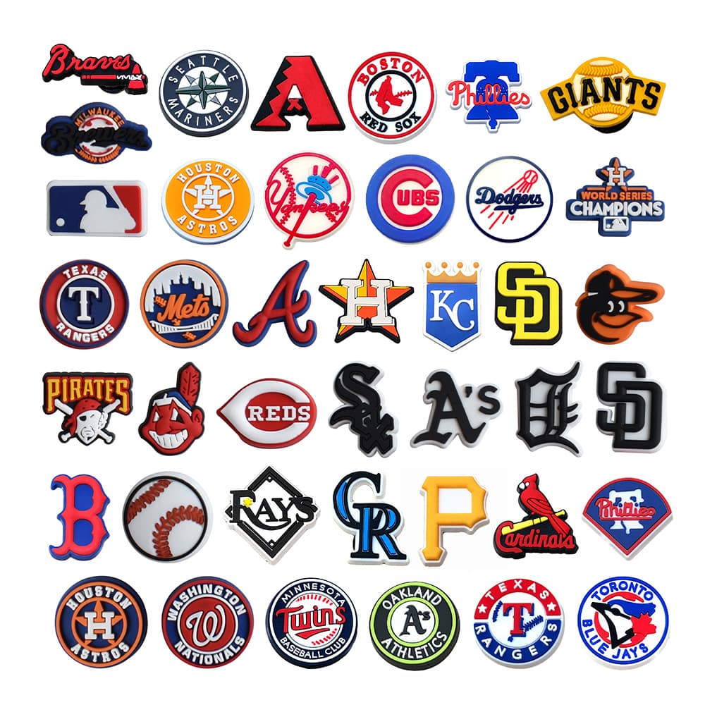[Factory Shoe Buckles] MLB Shoe Charms Buckles Team Logos Croc DIY Accessories PVC Soft Rubber