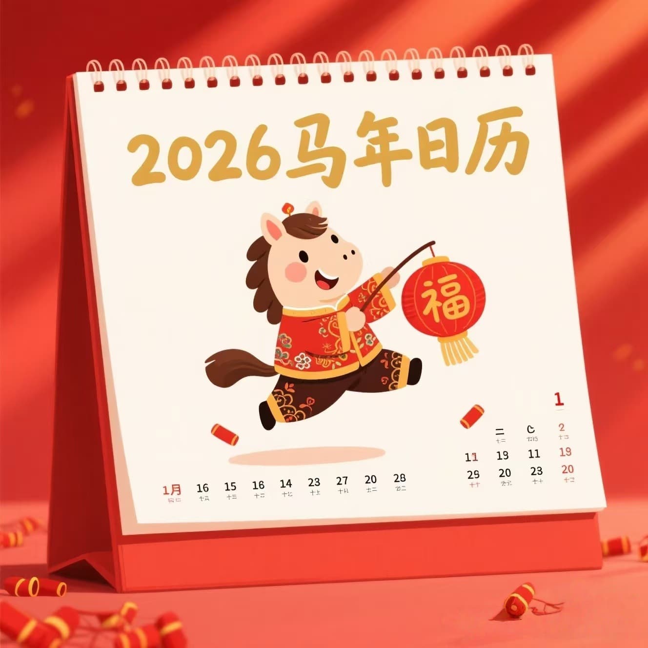 Custom 2026 Desk Calendar for Year of the Horse, New Creative Corporate and Business Desktop Minimalist Calendars