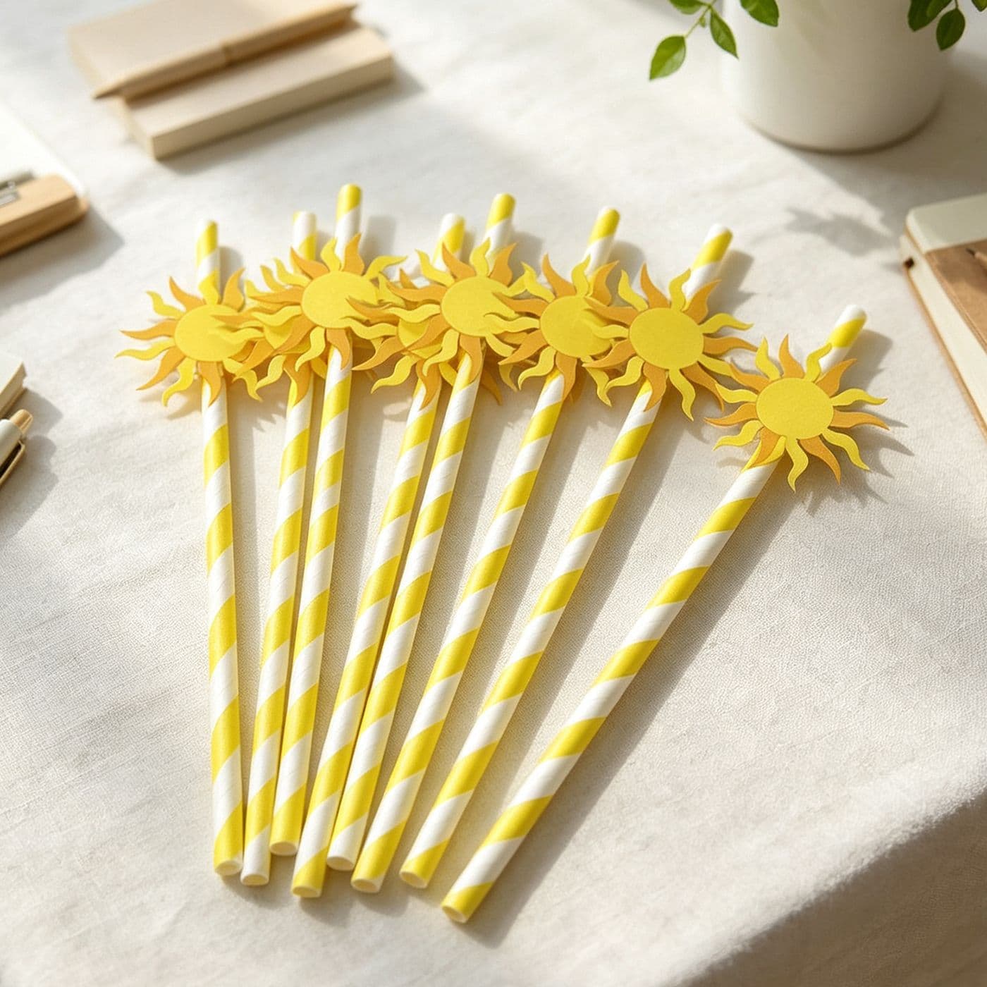 Amazon cross-border party supplies sun theme cake decoration sun plug-in paper straw party props in stock