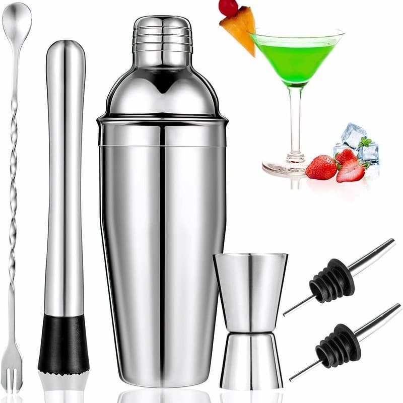 Cross-border Stainless Steel Cocktail Set 6-Piece 750ml Cocktail Shaker 3-Piece Bartender Complete Tool Set