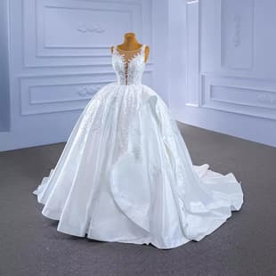 New Trailing Wedding Dress Fairy Bridal Outfit High Waist Long Train Puffy Evening Gown