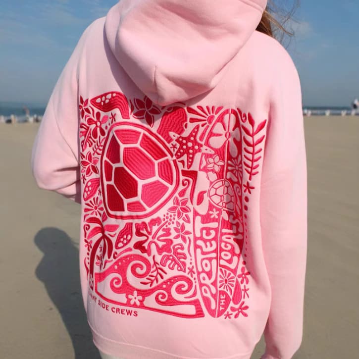Fashionable Embroidered Fleece-lined Casual Women's Hoodie Comfortable Breathable Cotton Polyester Blend Long Sleeve Sweatshirt