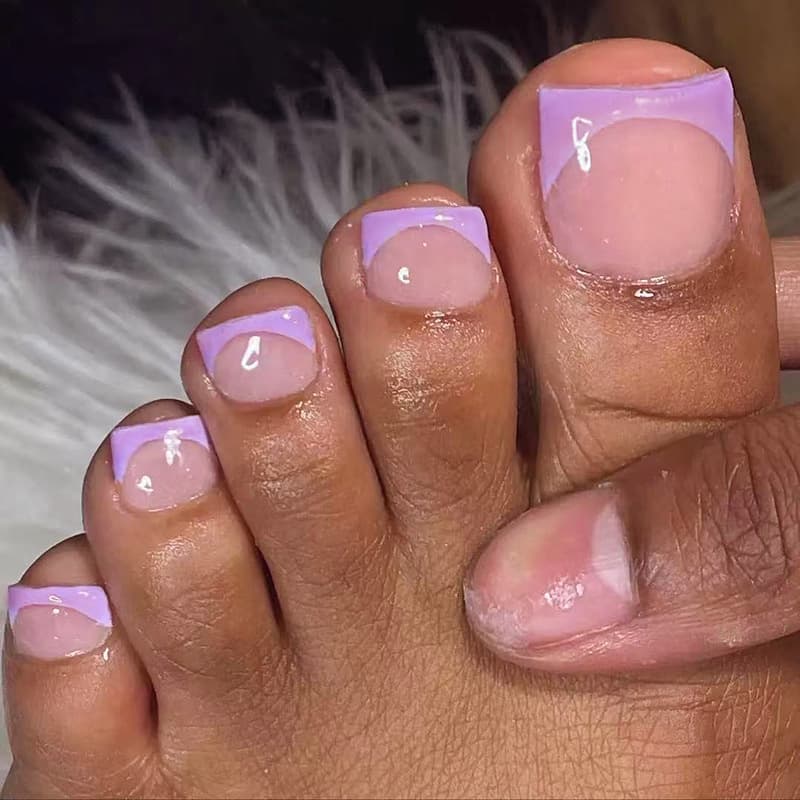 Minimalist Taro Purple French Style Gentle Girl Nails, Whitening Fashionable European & American Ins Style, Removable Toe Nails 24 Pieces