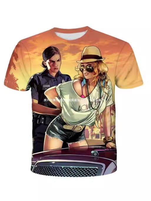 Women's GTA 3D Street Racer Casual Oversized T-Shirt Game 5 Print Men's Style Short Sleeve Clothing