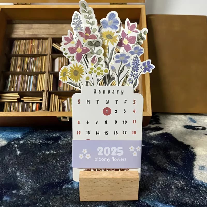 New Cross-Border 2025 Bloomy Flowers Desk Calendar 2025 Blooming Flowers Desk Calendar