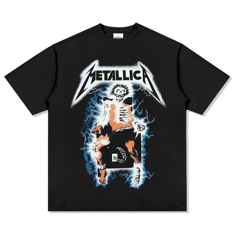 Cross-border NIRVANA METALLICA Printed Short Sleeve T-Shirt European and American Rock High Street Summer Trendy Men's Top