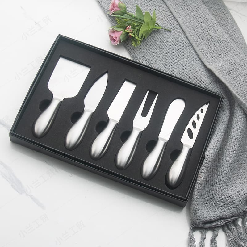 Stainless steel hollow handle cheese knife set, cheese and butter fork, kitchen knife, fork, spatula, baking tools, in stock.