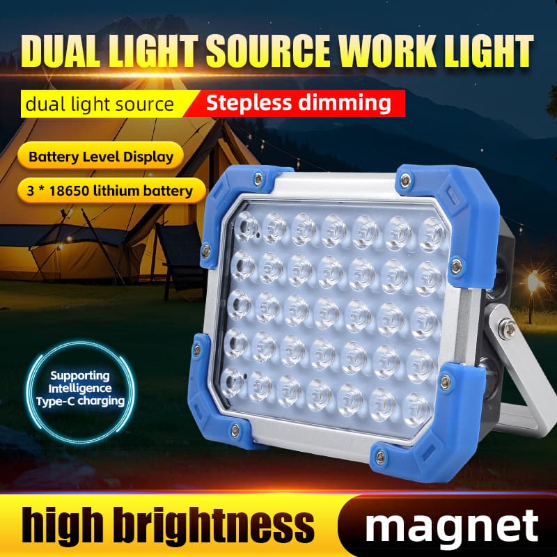 Cross-Border New Charging Handheld Light Portable Camping Light Rechargeable USB Multi-Function Emergency Lighting Magnetic Digital Display