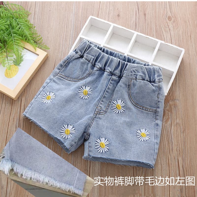 Girls' Denim Shorts Summer 2023 Toddler Girls' Summer Wear Thin Three-Quarter Length Pants Factory Wholesale Fashion