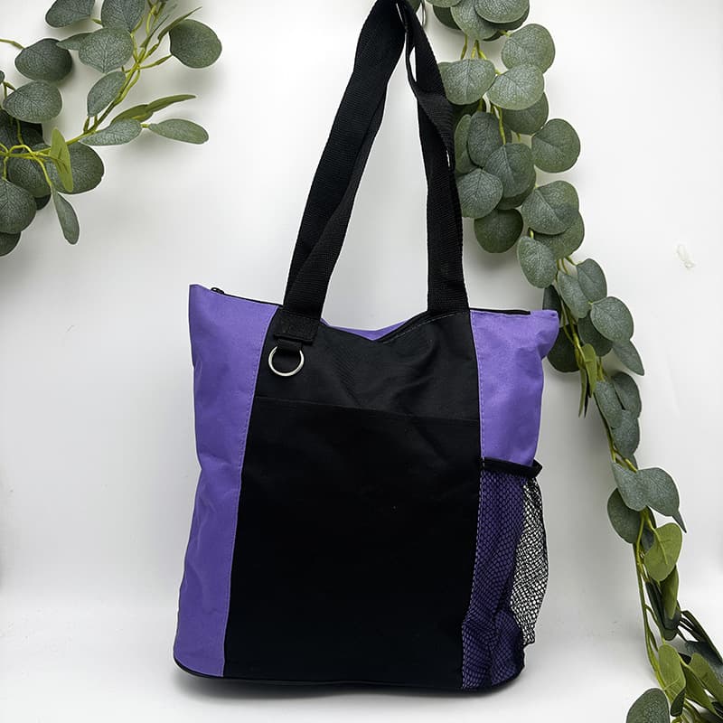 Minimalist Style Handheld Shopping Bag Storage Pouch Crossbody Shoulder Bag Zippered Patchwork Tote