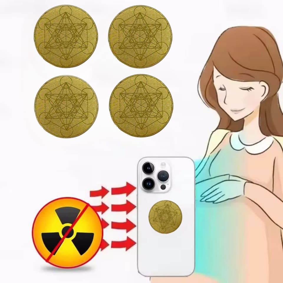 5G EMF Protection Anti-Radiation 24k Gold Terahertz Round Hexagon Anti-Radiation Phone Sticker