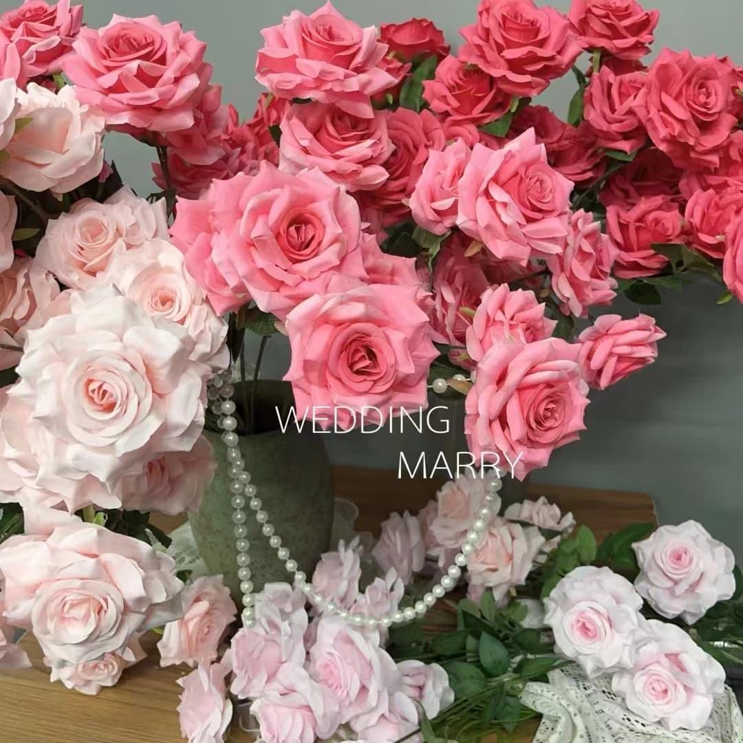 Simulated Rose Nude Pink Rose Sugar Heart Rose Diamond Rose Pink Wedding Road Guide Decoration Artificial Flower Arrangement