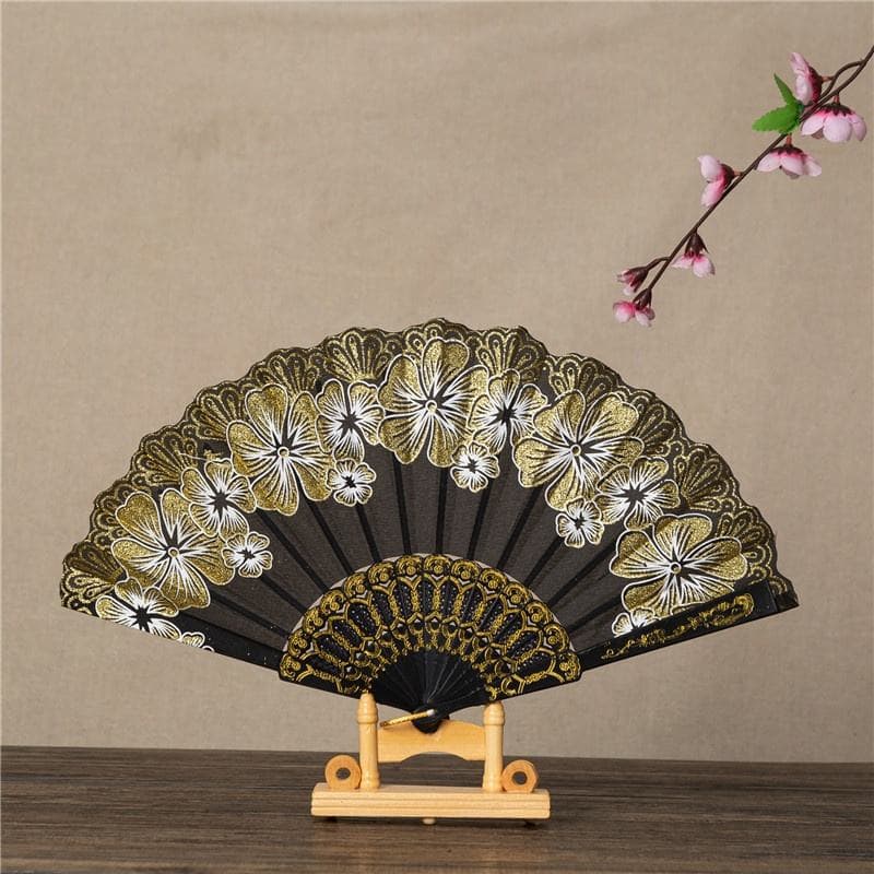 Bronzing flowers, Chinese style glitter flowers, ancient fan, cheongsam fan, women's folding fan, classical dance fan, women's fan