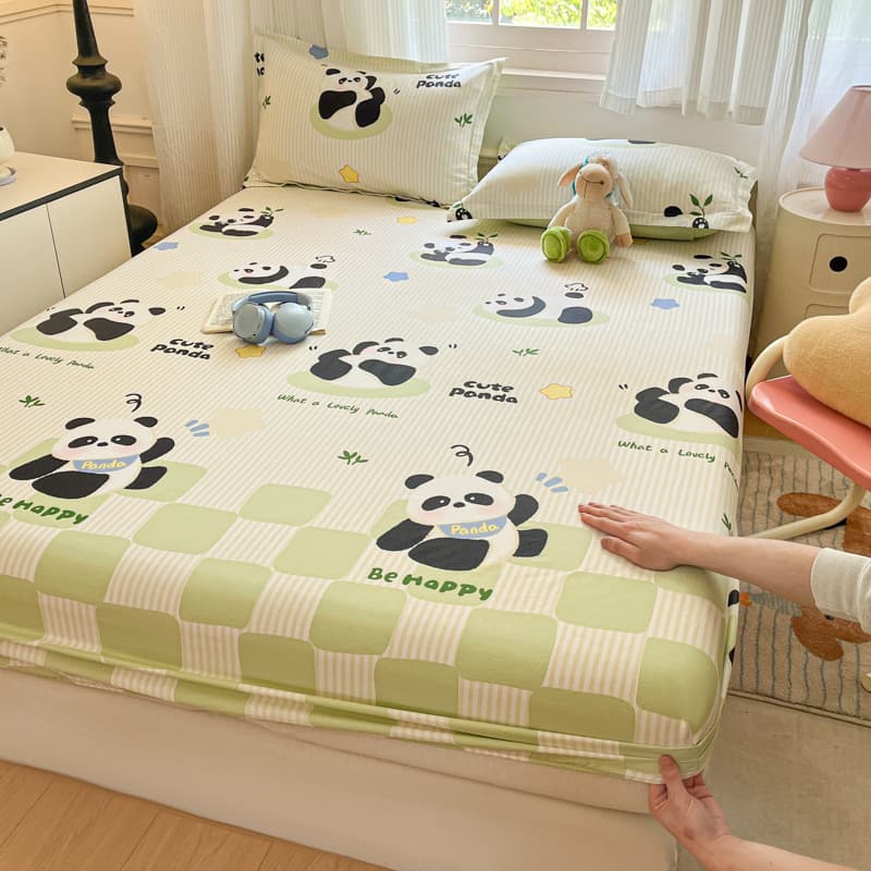 Simple and Fresh Pure Cotton Single Fitted Sheet Cartoon Kids Dormitory Anti-Slip Bed Cover Pillowcase 100% Cotton Bed Sheet