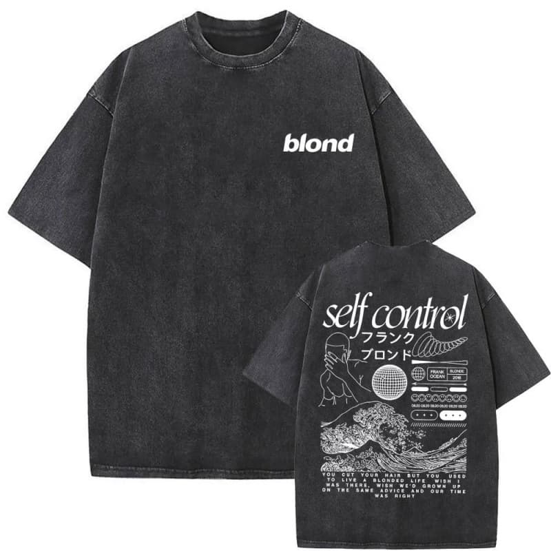 Washed Vintage Frank Fashion T-shirts Blond Self Control Gra