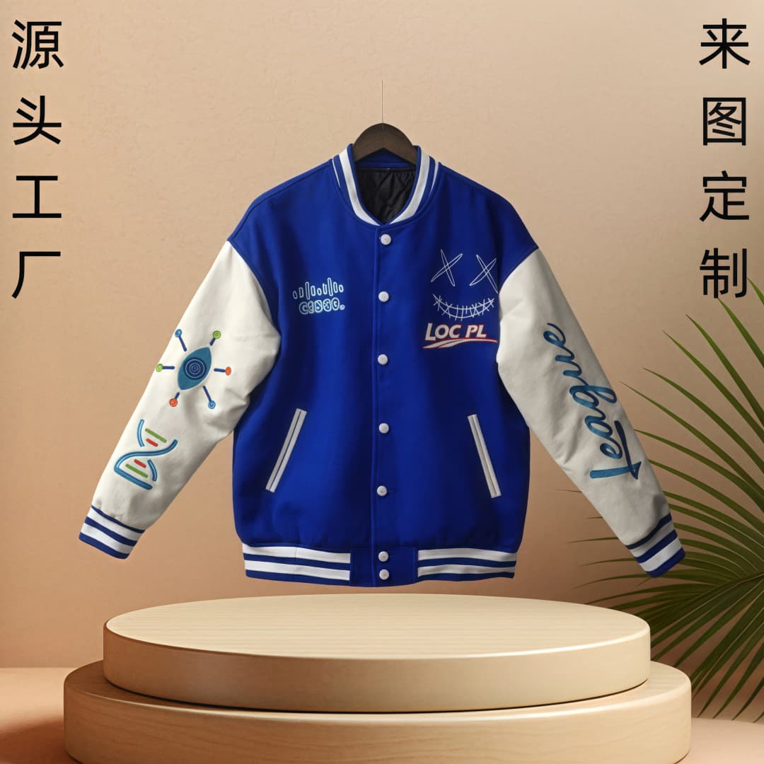 Custom American Casual Baseball Jacket Patch Outerwear Unisex Couple Style Loose Trendy Jacket Embroidery Logo Customization