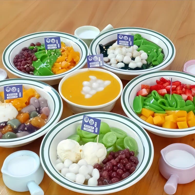 High-appeal dessert bowl, melamine trendy dessert bowl, green ring sugar water bowl, shaved ice bowl, smoothie bowl, sugar water shop