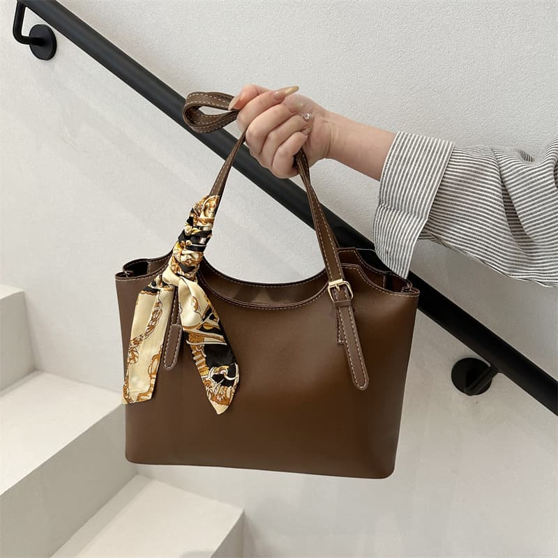 Premium Silk Scarf Handle Bag 2025 Summer New Style Versatile Ins Shoulder Underarm Bag Retro Commuter Tote Bag