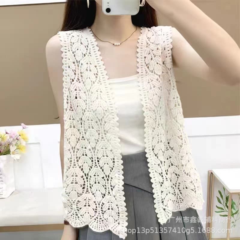 New autumn style hollow-out crochet cardigan for women, loose fit, slimming, simple and versatile, trendy shawl top.