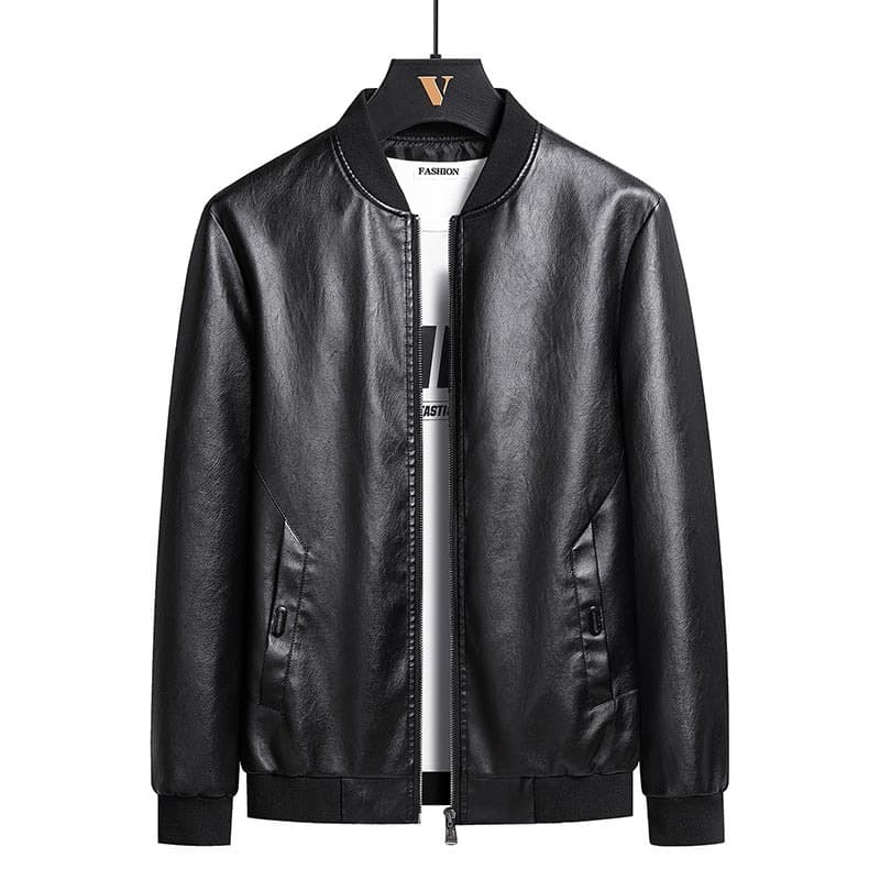 Casual Thin PU Leather Jacket Men's Autumn New Style Middle-aged Dad Casual Fashion Leather Coat for Men Comfortable Fit