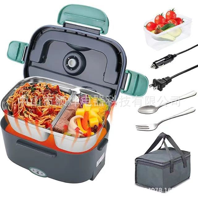 Stainless Steel Electric Lunch Box 1.5L Car Insulated Plug-in Bento Box Food-Grade Material Electric Heating Portable