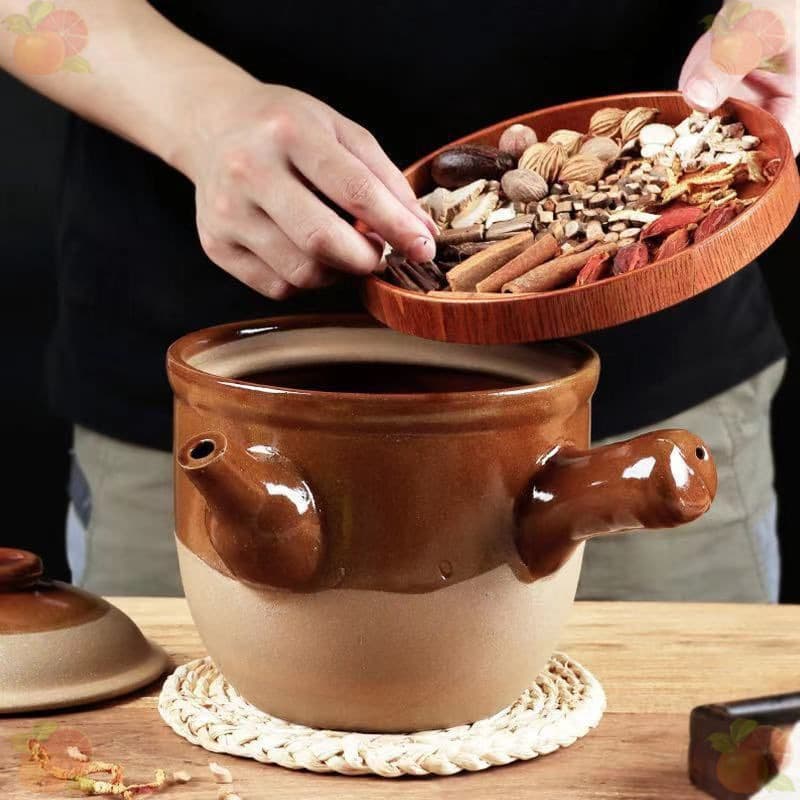 High-temperature resistant earthenware for open flame and gas, traditional herbal decoction pots, health-preserving medicine pots.
