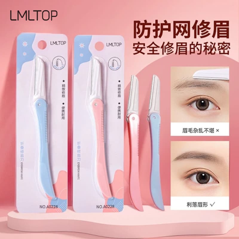LMLTOP Folding Micro Eyebrow Razor Stainless Steel Blade Sharp Eyebrow Trimmer with Protective Net A0228
