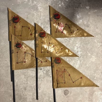 Taoist Supplies Five Elements Five Directions Flag Hand-Painted Old-Style Authentic Triangle Thickened Pure Handmade Vintage Collectible