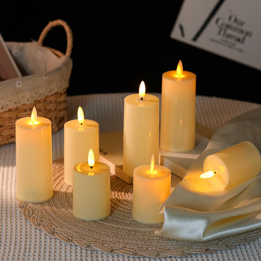 Factory Direct Sales Flat Mouth Candle Lamp Simulated Flickering Smokeless Electronic Candle Christmas Table Decoration Atmosphere Light