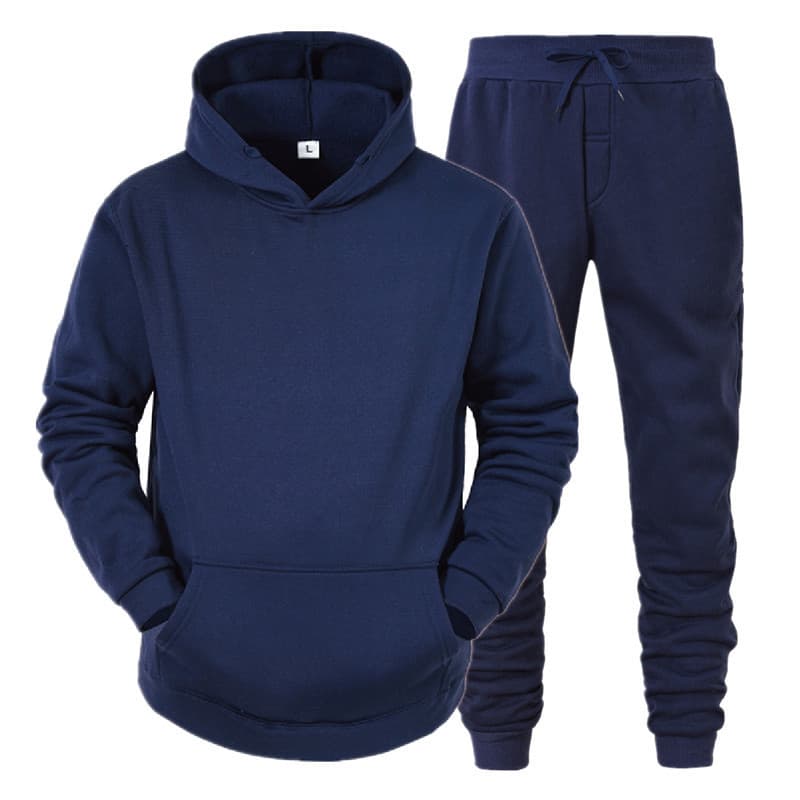 Factory Direct Amazon Wish Hoodie Set Blank Solid Color Sweatshirt Sports 2-Piece Set Autumn Winter Fleece