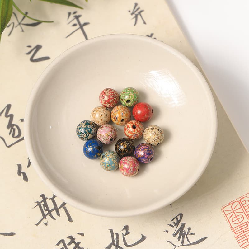 Factory Direct Genuine Flawless Non-Heritage Mother-of-Pearl National Style Lacquer Bead Stall Live Stream Supply Bracelet Handmade Lacquerware