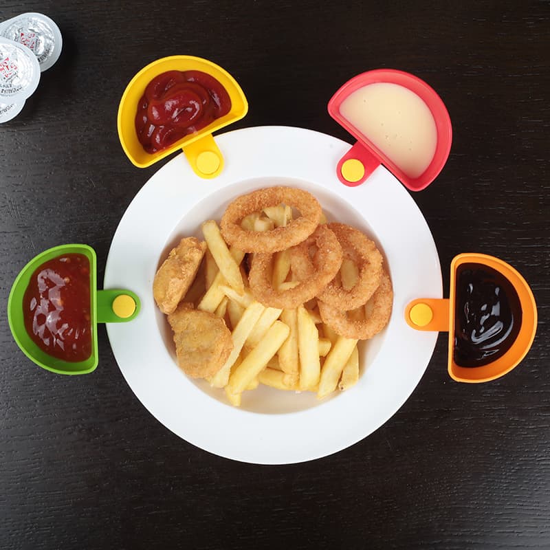 Factory Direct Creative Plastic Clip-On Seasoning Dish, Salad Dressing Container, Dual-Use Clip-On Bowl Plate Snack Spoon