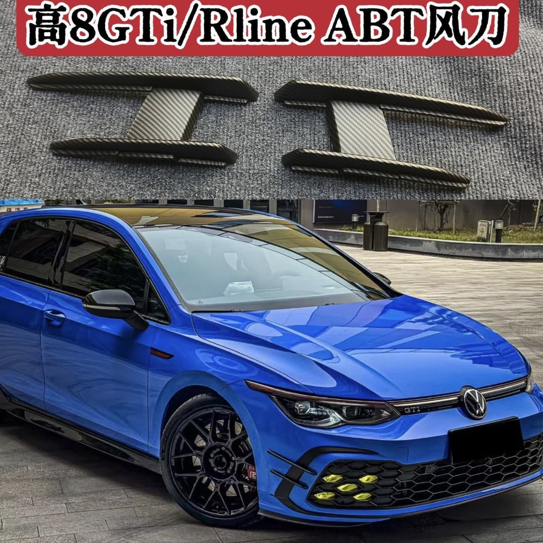 Dedicated Golf 8 GTI/8 Rline ABT Style Wind Knife Front Bumper Fog Light Frame Decoration Kit, No Drilling Required