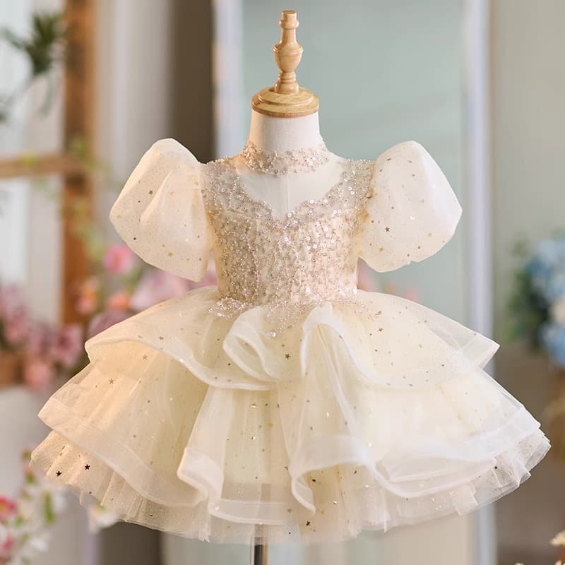 Children's Formal Dress Light Luxury Niche Flower Girl Wedding Little Girl Princess Dress Girls' Birthday Party Performance Costume