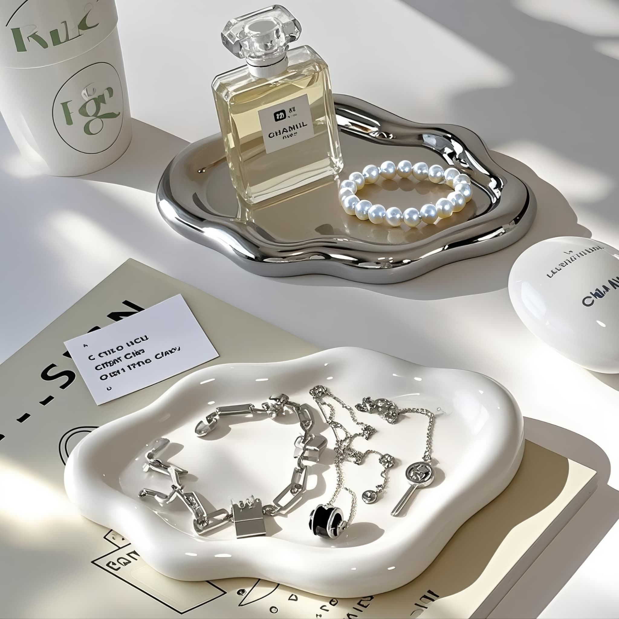 Ceramic cloud storage tray jewelry aromatherapy display storage tray sense entrance key storage ornaments