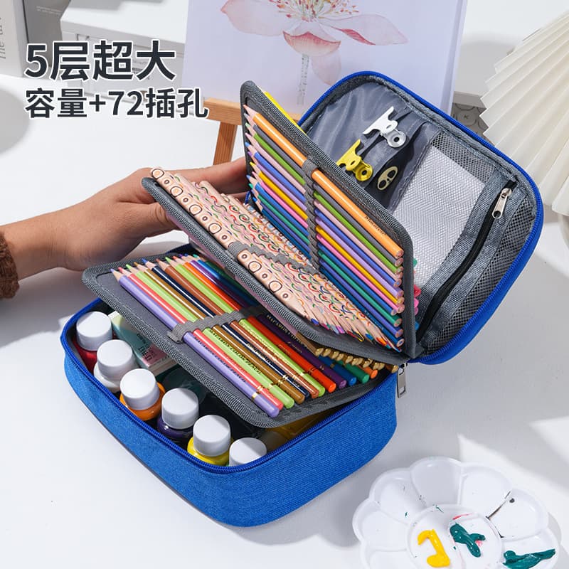 Amazon Bestseller Waterproof Pencil Case 72-Color Large Capacity Sketch Pencil Bag Student Stationery Storage Pencil Case In Stock