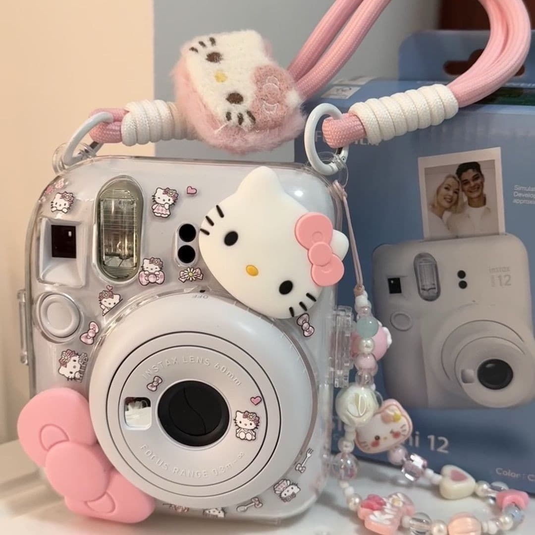 【mini12 Transparent Case】instax Crystal Hard Shell Camera Protective Case with Chain