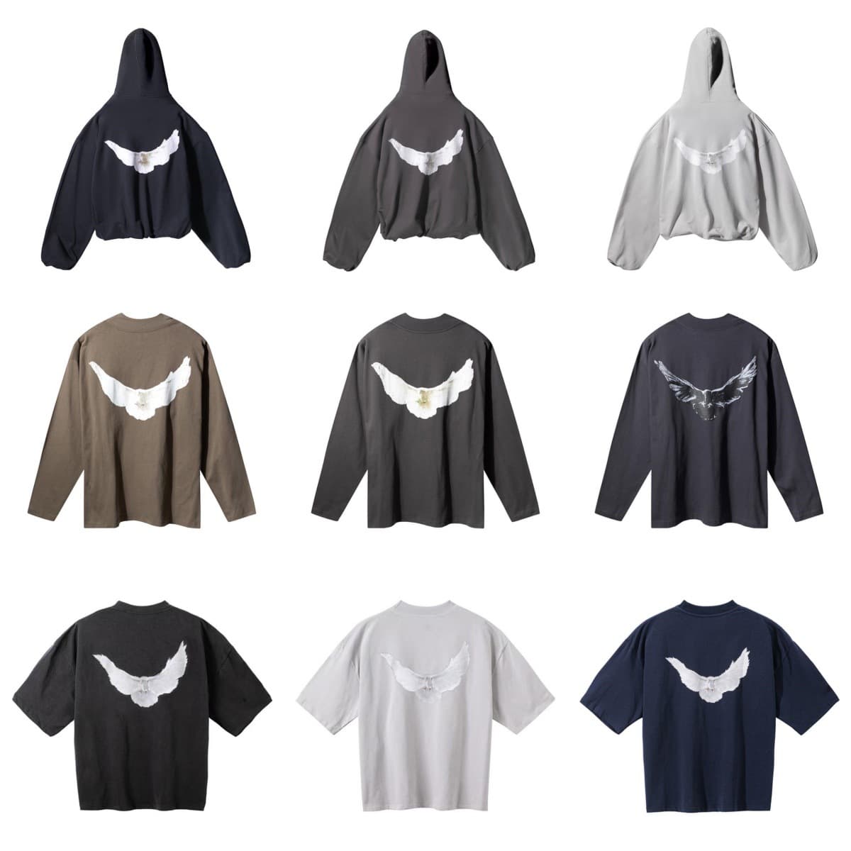 Cross-border American streetwear brand KANYE triple collaboration Oversized peace dove letter unisex hoodie sweatshirt