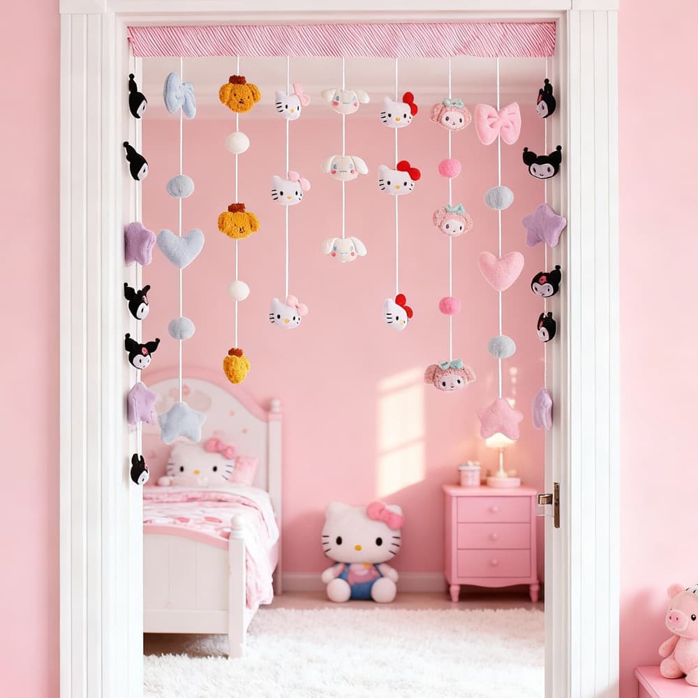 Dream Bride Price Bedroom Bathroom Toilet Cartoon Creative Partition Curtain No-Drilling Short Curtain Hanging Curtain for Kids Students